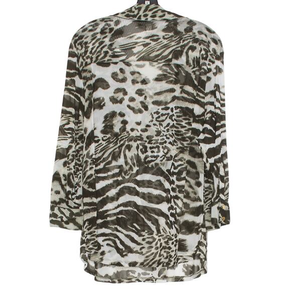 NWT INC Top Sheer Animal Y2K Coquette Grunge Cottage Academia Safari Button 3X - Picture 2 of 7